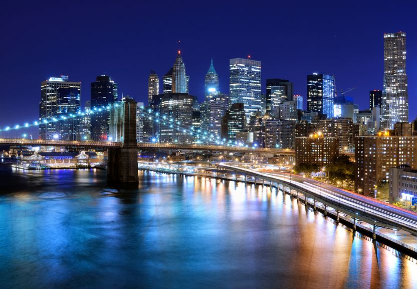 Brooklyn Bridge Night Skyline